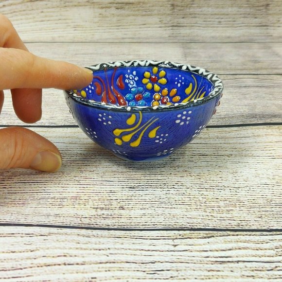 Ceramic Round Bowl Handmade Tapas Pottery Pinch Small Dip Dish Serveware Décor - Picture 7 of 10